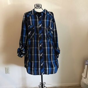 A blue plaid shirt